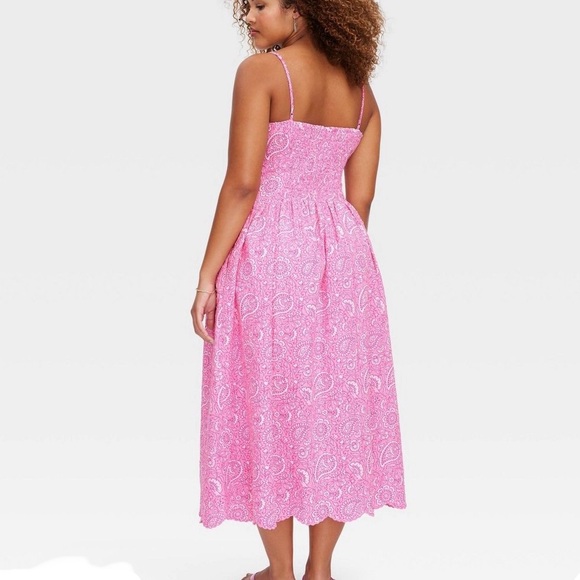 Roller Rabbit X Target Floral Paisley Drop Waist Midi A-Line Dress in Pink - Picture 4 of 4